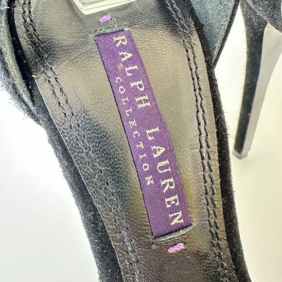 Ralph Lauren Purple Label Black Ankle Strap Heel Sandal Size 7.5 B - Picture 4 of 12